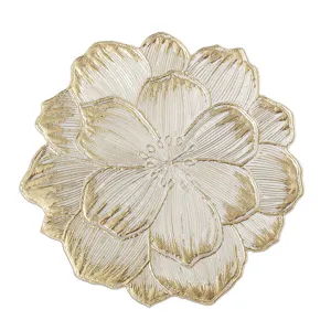 Gold floral PVC placemat waterproof heat resistant table mat luxury Nordic home decor main item