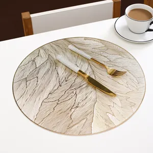 PVC Bronzen Veer Tafelservet Onderzetter Tafelloper Waterdicht Hittebestendig Eettafel Mat Voor Thuis Keuken