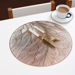 Ronde PVC veer placemat voor moderne luxe eettafel decoratie isolatie kussen mat