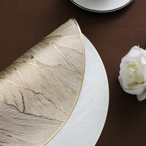 Goudfolie veer placemat PVC waterdicht hittebestendig tafelmat luxe interieurdecor
