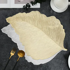 Waterproof Leaf Placemat Modern Minimalist PVC Heat Insulation Table Mat For Western Restaurant Dining Table