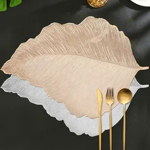 Luxury leaf shaped waterproof placemat and table mat for dining room, washable heat pad.