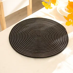 Ronde zwarte geweven placemat warmte-isolerende pannenlap katoenen tafelmat keuken