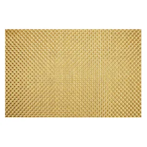 Gold woven PVC placemat for dining table heat resistant waterproof kitchen table mat luxury