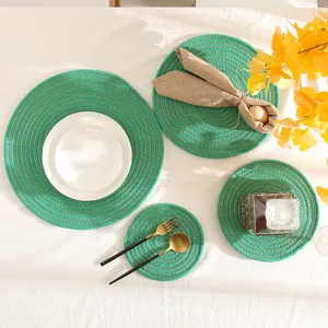 Gevlochten ronde placemat hittebestendige katoenen draadmat voor keuken eettafel decoratie.