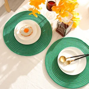 Ronde gevlochten katoenen placemat hittebestendige tafelmat voor eettafel decoratie