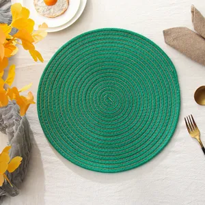 Ronde gevlochten placemat katoen hittebestendige tafelmat voor keukenaccessoire.
