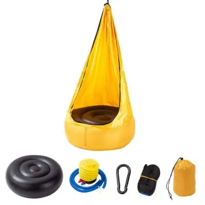 Set di sedia sospesa per bambini con altalena in tessuto, cuscino gonfiabile e pompa.