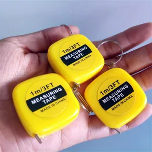 Mini fettuccia metrica quadrata retrattile 1m/3ft con portachiavi, strumento tascabile portatile.