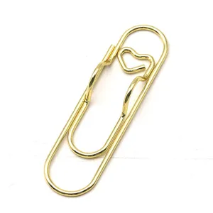 Creative metal pen clip heart paperclip office stationery accessory gold multifunctional tool