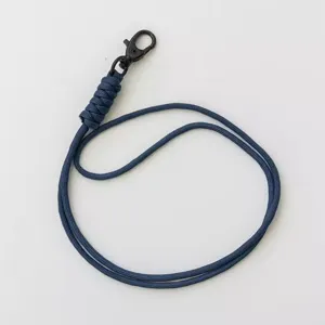 Handmade paracord neck lanyard featuring black metal clasp for badge phone and keys display