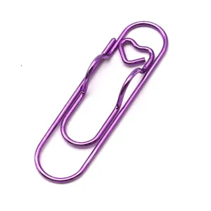 Creative metal paperclip notebook pen holder multifunctional office stationery accessory purple