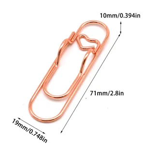 Creative Metal Pen Clip Notebook Pen Holder Office Stationery Accessories Cute Heart Shape Multi-functional Paper Clip