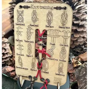 Hölzernes Knotentraining-Brett für Outdoor-Überleben, praktisches Seilwerkzeug.