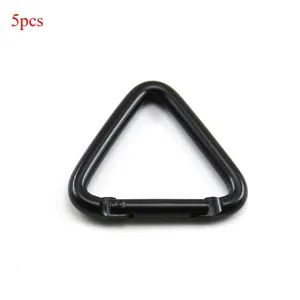 Moschettone triangolare in metallo nero con gancio a molla per zaino DIY 5 pezzi