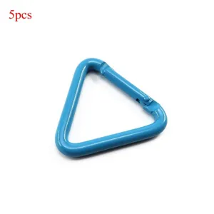 Moschettone triangolare blu set 5pz, gancio metallico per zaini all'aperto e accessori di abbigliamento.