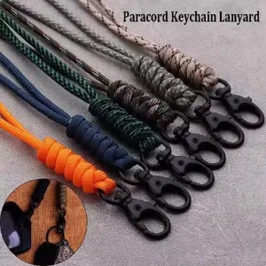 Handmade paracord keychain lanyard multi-color nylon rope strap for keys and badge holder