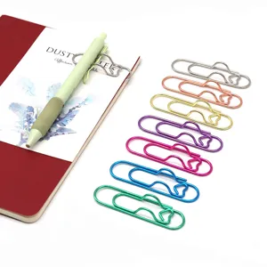 Colorful metal paper clips notebook pen holders multi-functional cute stationery office tool