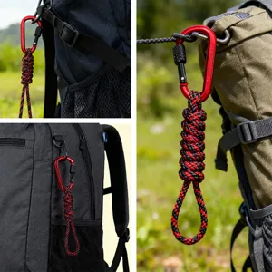 Portachiavi in Paracord da Esterno Gancio di Bloccaggio in Metallo Cinturino per Zaino da Arrampicata EDC Strumento di Sospensione Rapida Durevole