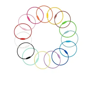 Colorful wire keychains with screw locks set, versatile cable loops for DIY crafts and outdoor use.