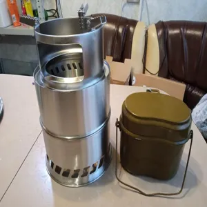 Stainless steel camping wood stove portable outdoor folding picnic gasification burner