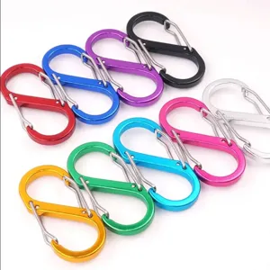 Multi-color aluminum S-biners, dual spring gate carabiners for outdoor camping and backpack.