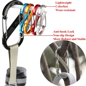 Outdoor Aluminum Alloy S-Shape Carabiner Multifunctional Double Spring Snap Hook Keychain For Camping Hiking Backpack