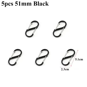 5pcs 51mm black aluminum S-biner carabiner clip outdoor camping keychain backpack hook