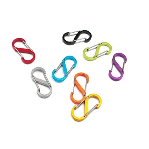 Colorful aluminum S-biners detail shot, lightweight mini double spring clips for outdoor gear.