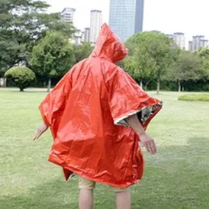 Outdoor emergency survival thermal poncho waterproof foil rescue blanket for camping hiking safety gear