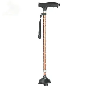Bastone da Trekking Telescopico Regolabile Anziani Antiscivolo Bastone da Passeggio in Lega di Alluminio Con Base Luce LED