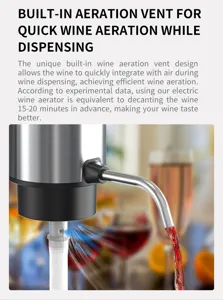 Aérateur et distributeur de vin électrique avec évent de ventilation intégré pour décantation rapide.