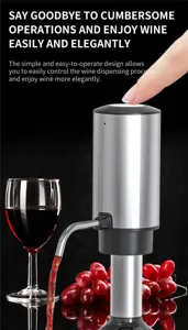 Vue détaillée du verseur de vin électrique en acier inoxydable pour un usage moderne.