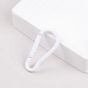 Mosquetón duradero de aleación de aluminio blanco en forma de pera para llaveros y bolsas