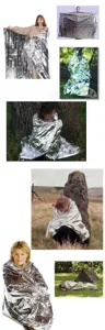 Coperta termica di emergenza in Mylar argentato per sopravvivenza all'aperto e campeggio.