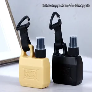80ml outdoor camping portable refillable spray bottle with carabiner for travel perfume liquid.