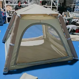Inflatable camping tent detail view, portable outdoor shelter with strong air beams