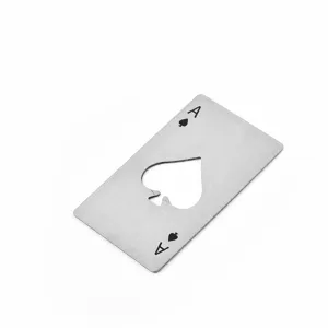 Stainless steel playing card bottle opener ace of spades metal beer opener tool 5.4x8.6cm
