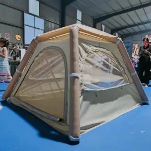 Outdoor inflatable camping tent detail view, oxford fabric waterproof sunshade park picnic.