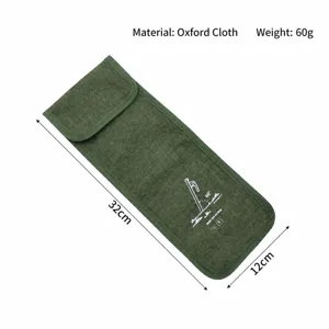 Detailed size chart for outdoor camping tent stake storage bag, 32x12cm oxford cloth green.