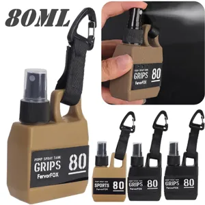 Portable 80ml outdoor camping travel spray bottle with mini jerry can design and carabiner.