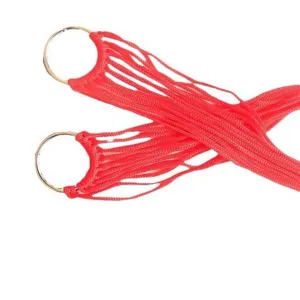 Outdoor nylon rope hammock swing bed with metal rings for camping dormitory red net