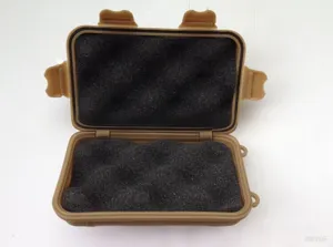Detailed view of khaki waterproof utility hard case with protective black foam interior.