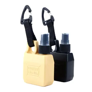 Portable 80ml spray bottle with carabiner for outdoor camping, travel, alcohol and cosmetics.