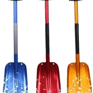 Aluminum alloy collapsible snow shovel, portable car emergency outdoor tool in three colors.
