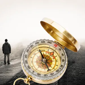 Outdoor vintage brass pocket compass portable folding navigation tool for hiking camping