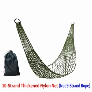 Tragbare Outdoor Camping verdickte Netz Hängematte aus Nylonseil mit Aufbewahrungstasche