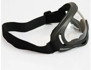 Gafas de moto a prueba de viento X400 con lente transparente y marco negro para deportes.