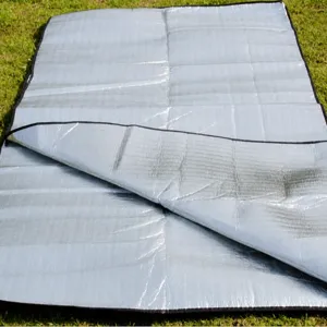 Double-sided aluminum foil moisture-proof outdoor camping picnic mat, 2x2m thick thermal blanket.