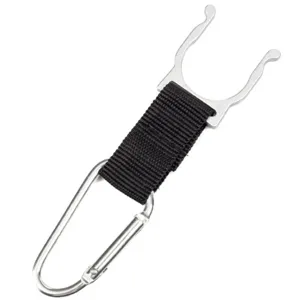Aluminiumlegierung Outdoor Flaschen Karabiner Haken mit schwarzem Nylonband D-Ring.